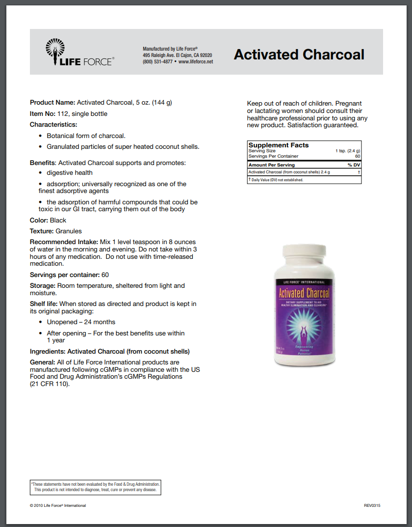 Activated Charcoal Fact Sheet