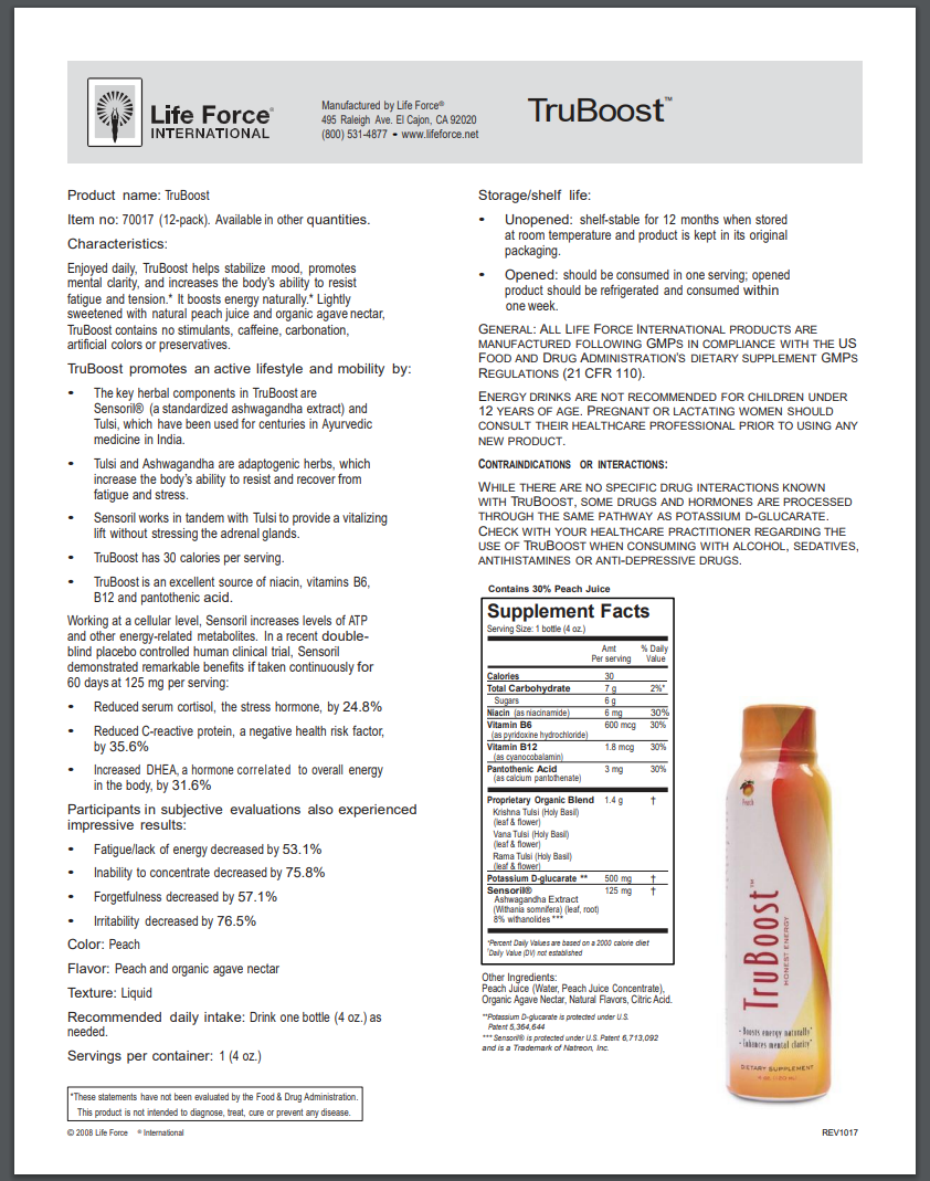 TruBoost Products Facts